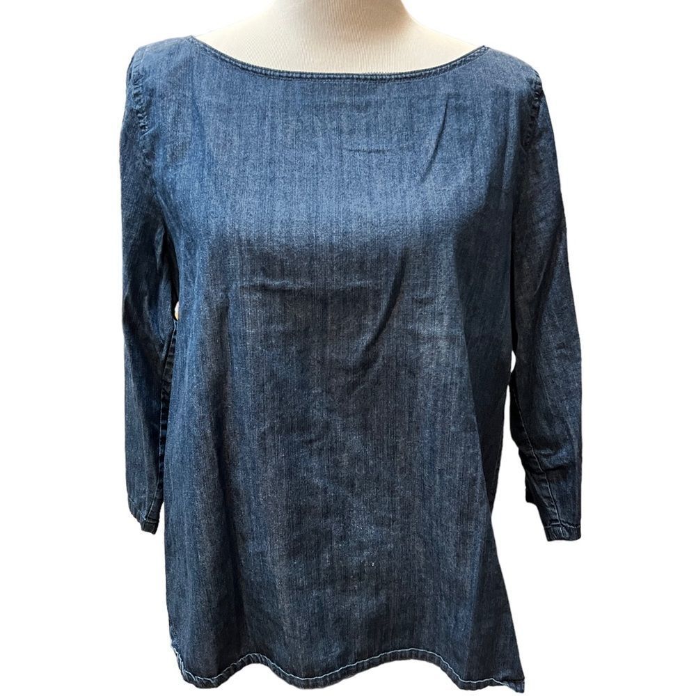 J. Crew Dark Denim Blue Boatneck Tunic Top
